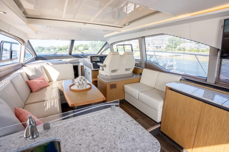 Slide: The Image of Luxurious interior of 2017 Sea Ray Sundancer 460 yacht with elegant seating and modern design. - 33