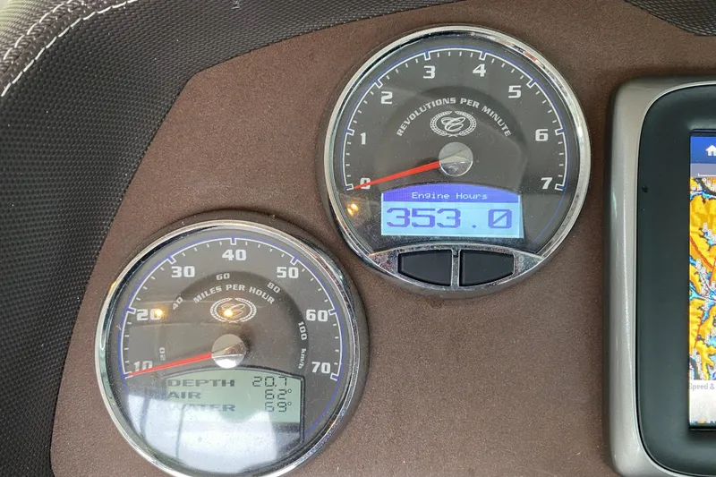 Slide: The Image of Dashboard of 2015 Cobalt 336 showing engine hours and speedometer readings. - 30