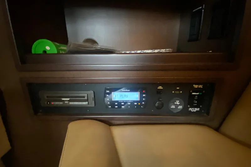 Slide: The Image of 2015 Cobalt 336 interior audio system with digital display and controls. - 45