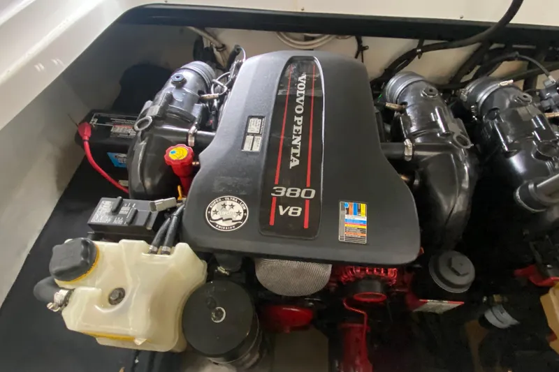 Slide: The Image of Volvo Penta 380 V8 engine in a 2015 Cobalt 336 boat. - 49