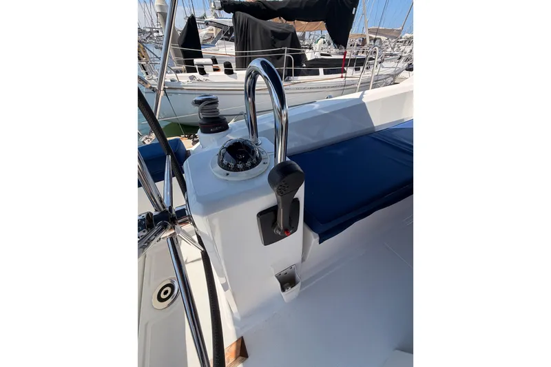 Slide: The Image of Cockpit of 2018 Beneteau Oceanis 35.1 sailboat with steering wheel and compass. - 27