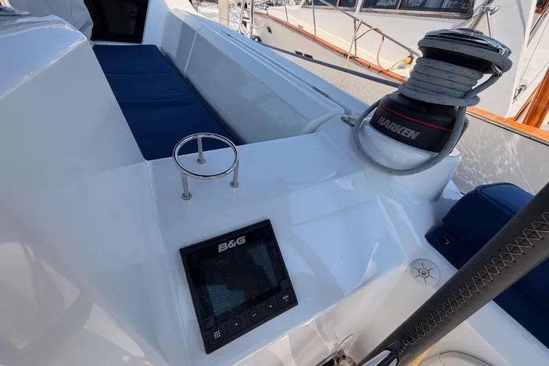 Slide: The Image of Cockpit of 2018 Beneteau Oceanis 35.1 with B&G display and Harken winch. - 26