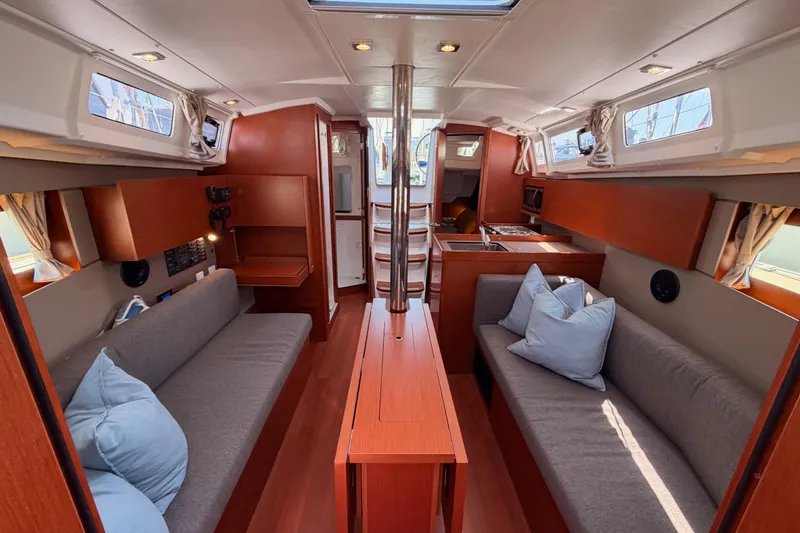 Slide: The Image of Interior of 2018 Beneteau Oceanis 35.1 yacht with cozy seating and modern design. - 65