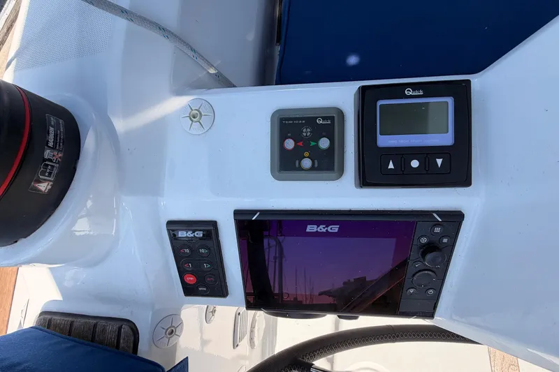 Slide: The Image of Control panel of a 2018 Beneteau Oceanis 35.1 sailboat with B&G navigation equipment. - 31