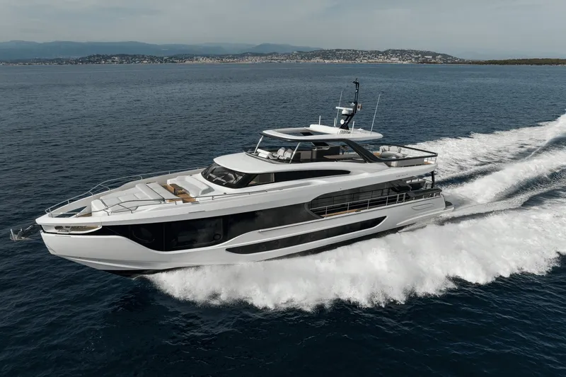 Slide: The Image of The 2027 Azimut Grande 26M speeds across the sea, featuring sleek design and modern structure. - 5