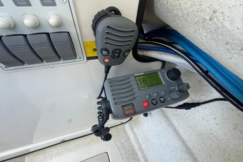 Slide: The Image of Boat radio and control panel on a 2013 C-Dory 22' Cruiser. - 38