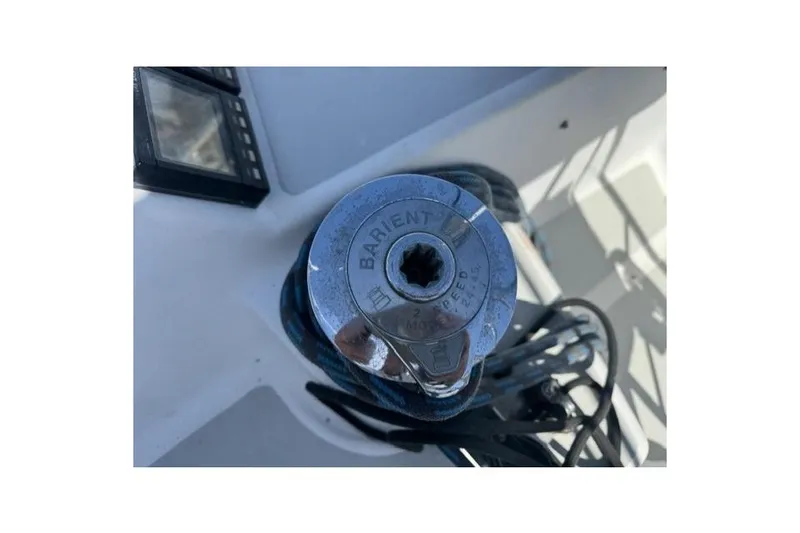 Slide: The Image of Close-up of a Barient winch on a 1990 J Boats J/37 sailboat deck. - 12