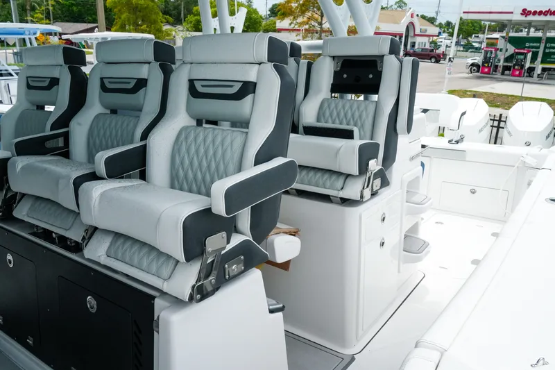 Slide: The Image of Luxury seating on 2025 Blackfin 400 CC boat, featuring modern design and comfort. - 26