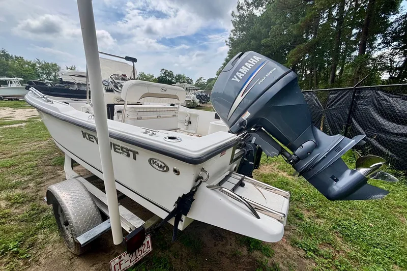 Slide: The Image of 2011 Key West 1720 Center Console boat with Yamaha outboard motor on trailer. - 5