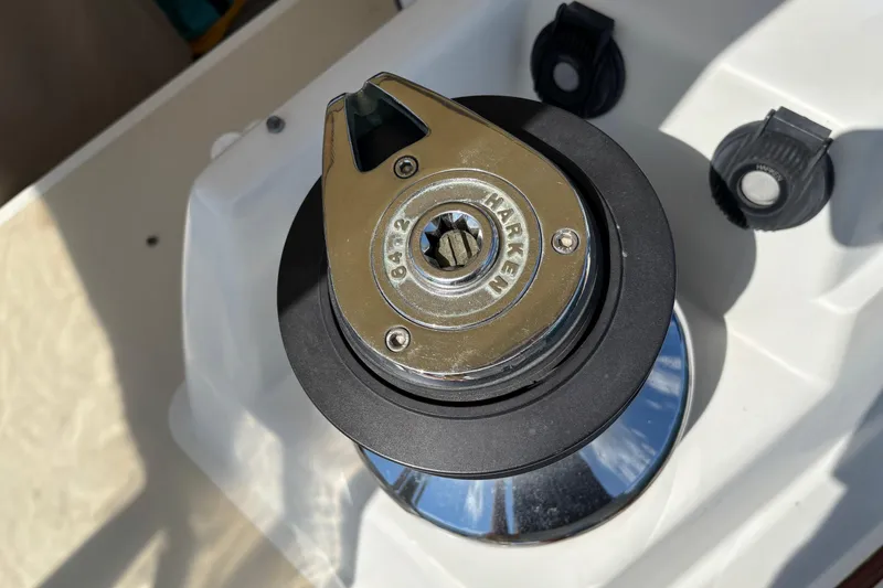 Slide: The Image of Close-up of a Harken winch on a 2002 Passport 470 Center Cockpit sailboat. - 37
