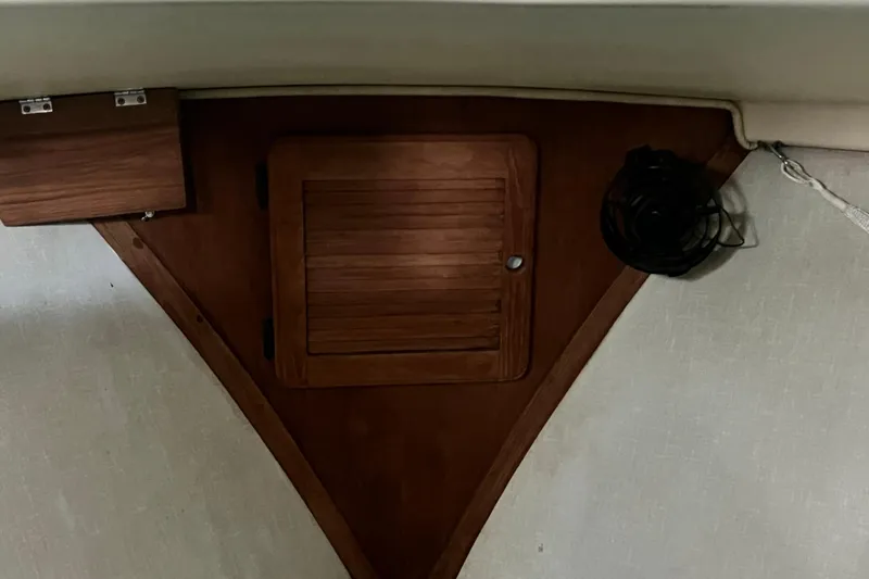 Slide: The Image of Wooden interior detail of 1987 Island Packet SP Cruiser sailboat cabin. - 74
