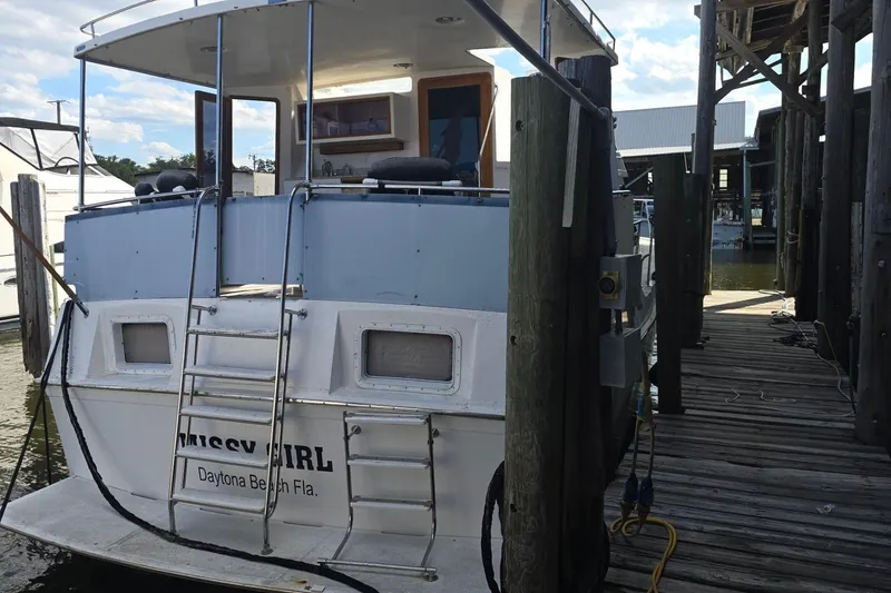 Slide: The Image of 1990 Pace 42 boat docked at marina, Daytona Beach, Florida. - 6