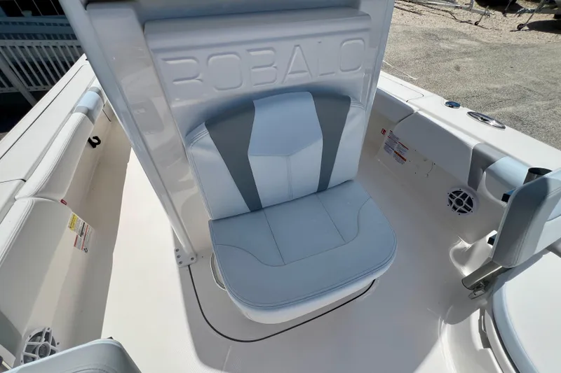Slide: The Image of 2026 Robalo 246 Cayman boat seat with sleek design and comfortable upholstery. - 22
