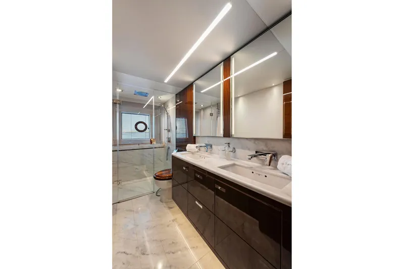 Slide: The Image of Luxurious bathroom on 2018 Princess Y75 yacht with modern fixtures and elegant design. - 31