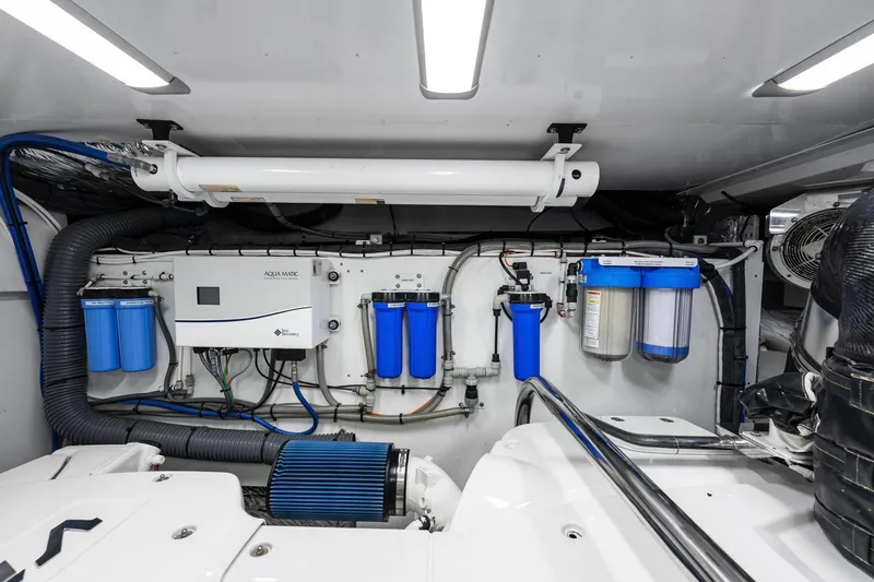 Slide: The Image of Engine room of 2018 Princess Y75 yacht with advanced filtration system and equipment. - 72
