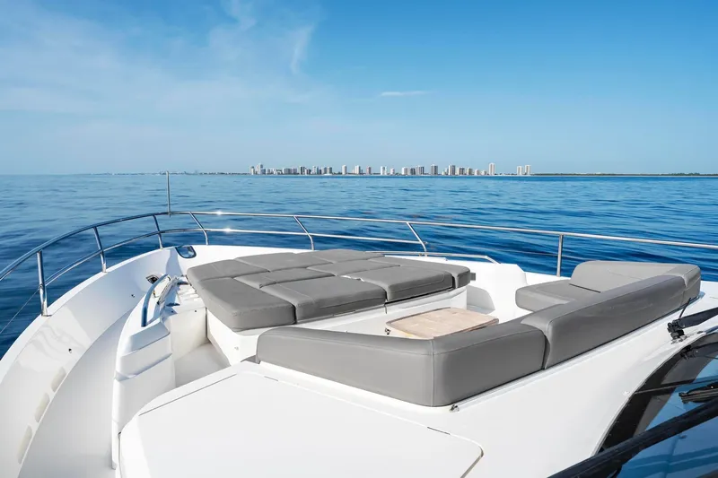Slide: The Image of Luxurious 2018 Princess Y75 yacht deck with city skyline view. - 66