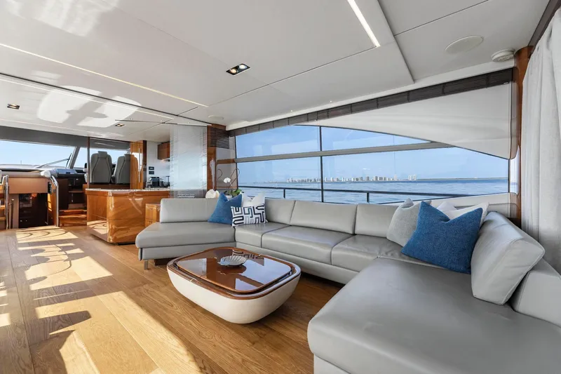 Slide: The Image of Luxurious interior of 2018 Princess Y75 yacht with modern furnishings and ocean view. - 9