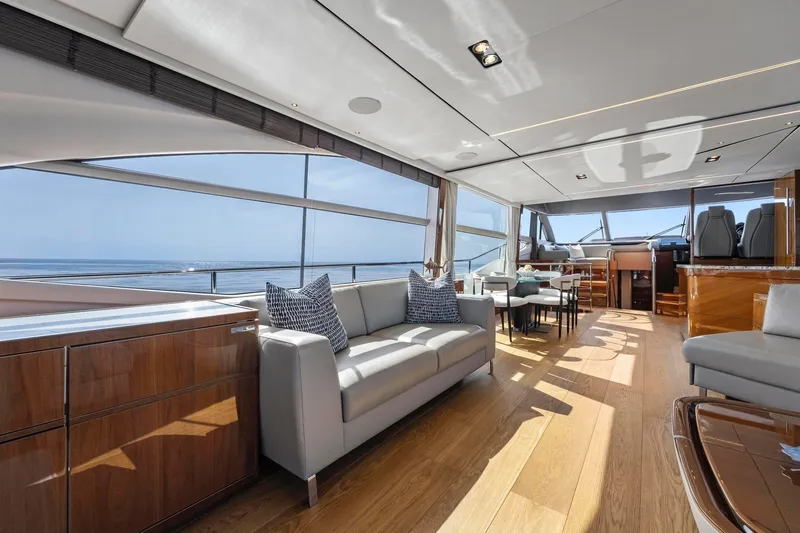 Slide: The Image of Luxurious interior of 2018 Princess Y75 yacht with modern furnishings and panoramic ocean views. - 10