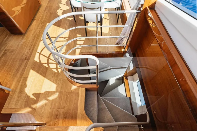 Slide: The Image of Luxurious interior staircase on 2018 Princess Y75 yacht with wooden flooring and modern design. - 22