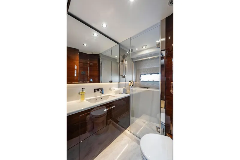 Slide: The Image of Luxurious bathroom interior of 2018 Princess Y75 yacht with modern fixtures and elegant design. - 41