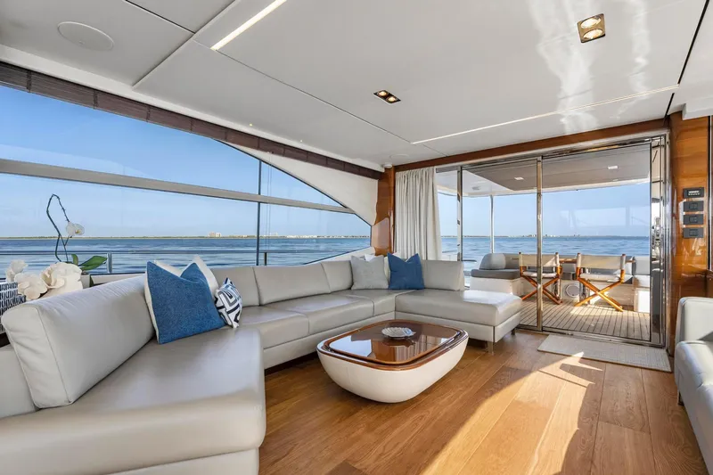 Slide: The Image of Luxurious interior of 2018 Princess Y75 yacht with ocean view and elegant furnishings. - 8