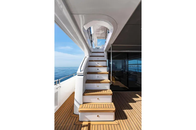 Slide: The Image of Staircase on 2018 Princess Y75 yacht with ocean view and teak decking. - 53