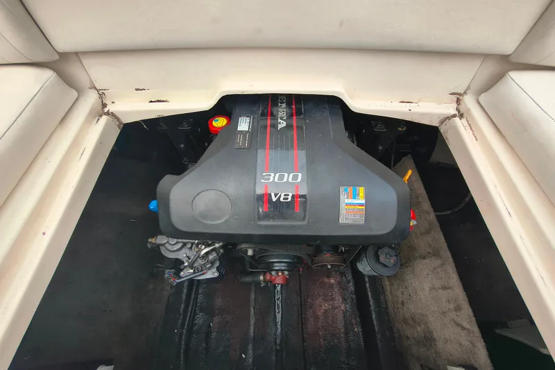 Slide: The Image of Engine compartment of a 2006 Stingray 250 LR boat with a 300 V8 engine. - 12