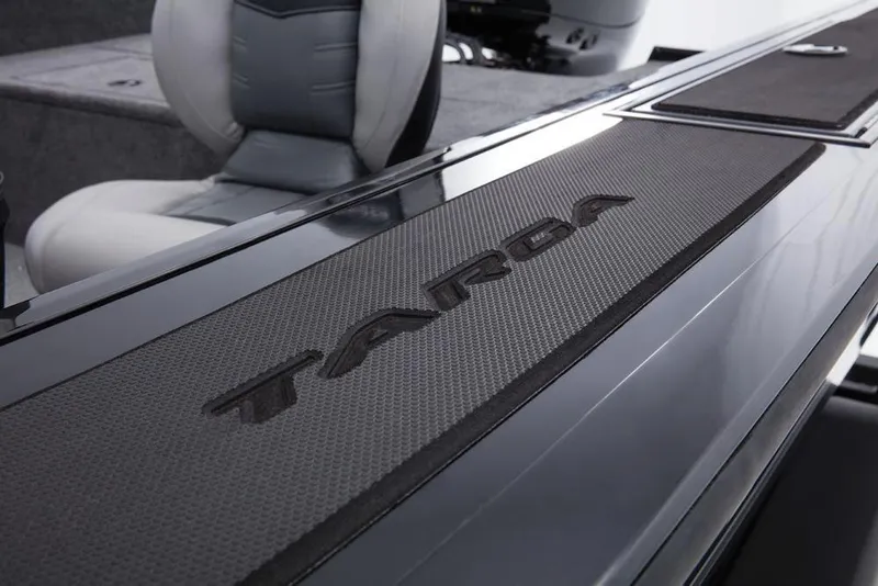 Slide: The Image of Close-up of a Tracker Targa V-18 WT boat interior with padded seating. - 32