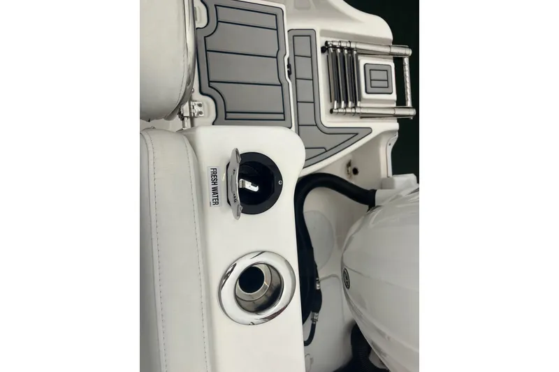 Slide: The Image of 2023 Sea Fox 268 Traveler boat deck with freshwater access and ladder. - 52