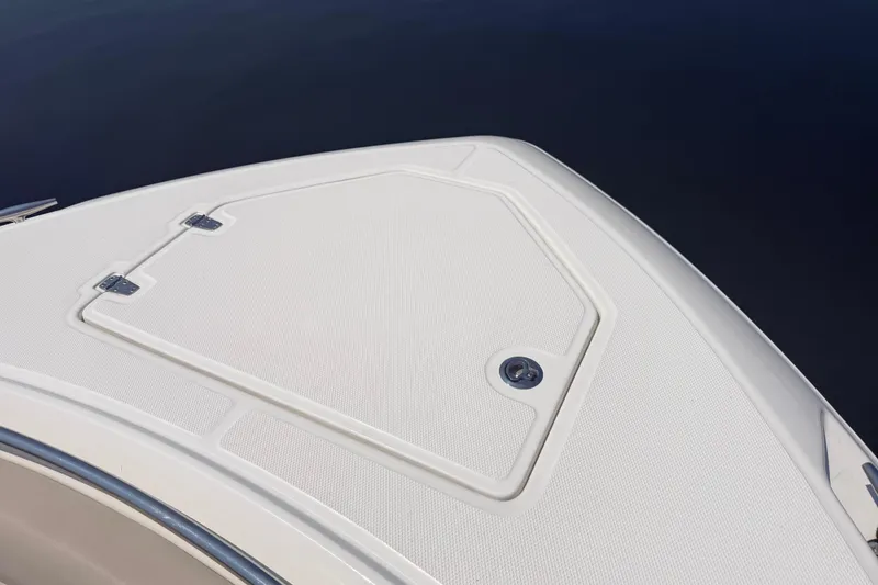Slide: The Image of Bow deck of 2017 Boston Whaler 330 Outrage, featuring a storage hatch. - 47