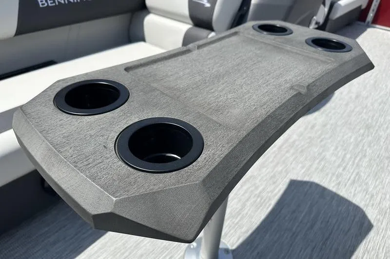 Slide: The Image of 2026 Bennington S Quad Bench 20 SSR boat table with four cup holders. - 5