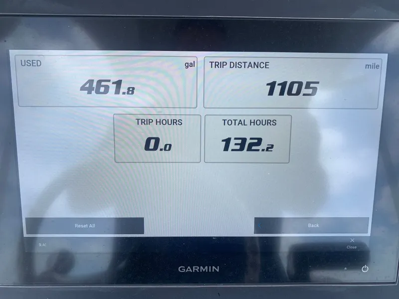 Slide: The Image of A Garmin screen displays 461.8 gallons used and 1105 miles trip distance. - 26