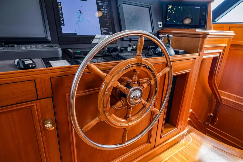 Slide: The Image of Steering wheel and navigation equipment on 2004 Holland Jachtbouw Custom yacht. - 60