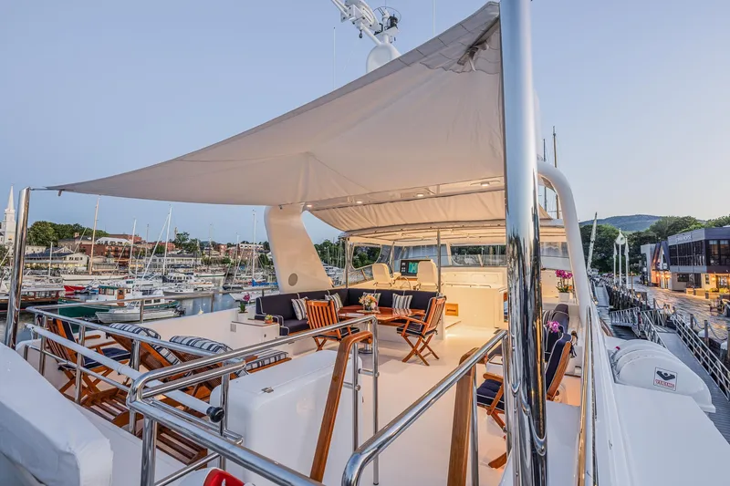 Slide: The Image of Luxurious 2004 Holland Jachtbouw Custom yacht with elegant deck and marina view. - 27