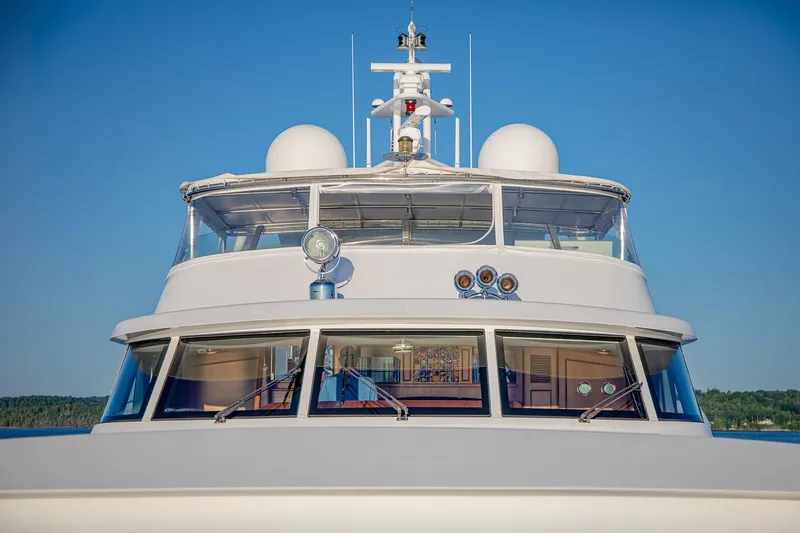 Slide: The Image of Front view of 2004 Holland Jachtbouw Custom yacht against clear blue sky. - 16