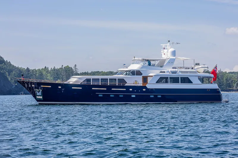 Slide: The Image of Luxurious 2004 Holland Jachtbouw Custom yacht cruising on serene waters. - 85