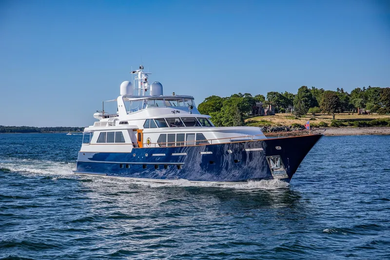 Slide: The Image of Luxurious 2004 Holland Jachtbouw Custom yacht cruising on serene waters. - 87
