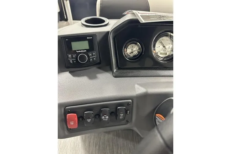 Slide: The Image of Dashboard of 2026 Bennington S Swingback 22 SSB with controls and gauges. - 11