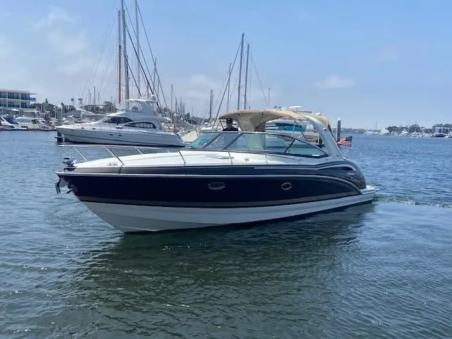 Slide: The Image of 2017 Formula 350 Sun Sport boat docked in a marina. - 1