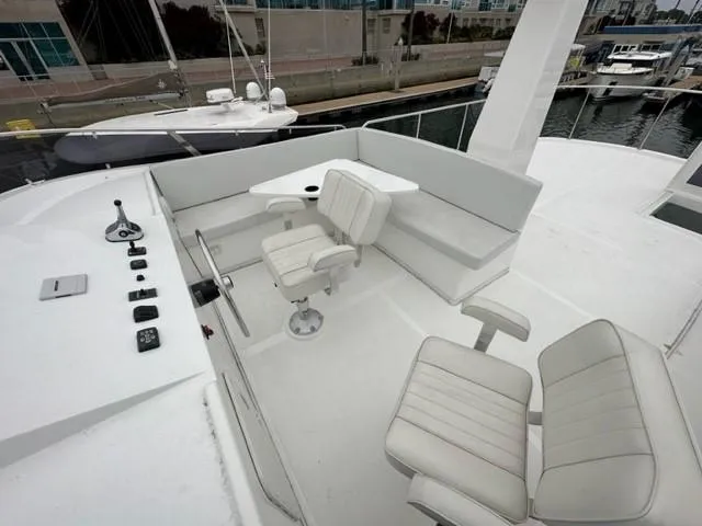 Slide: The Image of Modern Bracewell 41 yacht deck with seating, 2025 model, docked at marina. - 5