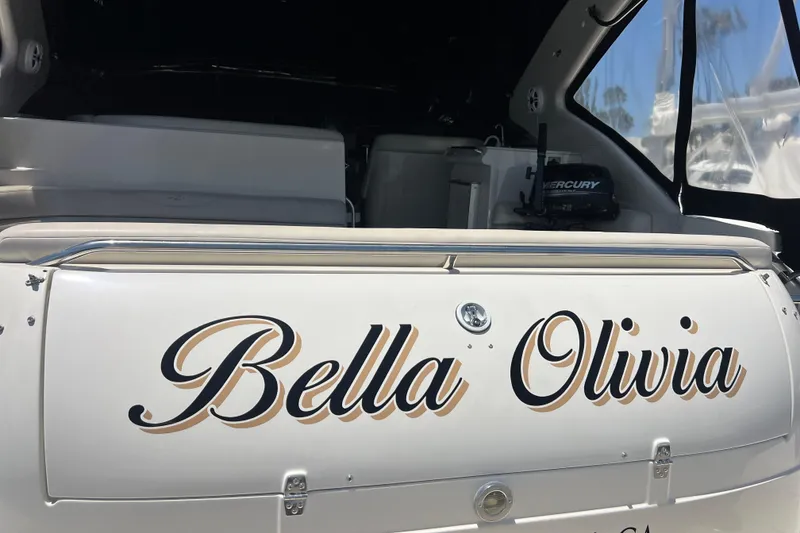 Slide: The Image of 2000 Regal Commodore 4160 boat named "Bella Olivia" with Mercury engine. - 10