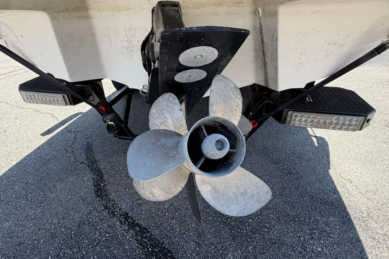 Slide: The Image of Rear view of 2024 Monterey M4 boat propeller on pavement. - 43