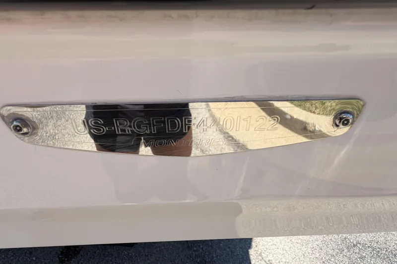 Slide: The Image of 2024 Monterey M4 boat identification plate with serial number engraved. - 44