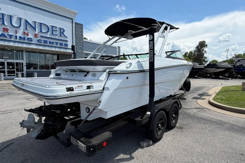 Slide: The Image of 2023 Monterey 238SS Super Sport boat on trailer at Thunder Marine dealership. - 4