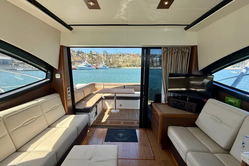 Slide: The Image of Luxurious interior of 2016 Sea Ray Sundancer 400 yacht with waterfront view. - 10