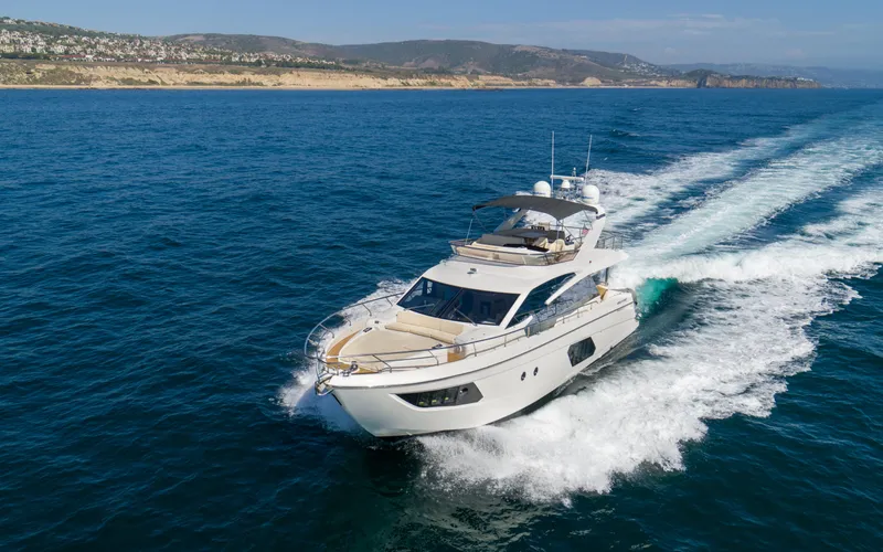 The Image of Luxury yacht cruising on open sea, Absolute Fly Co Ownership 2015 model. - 1