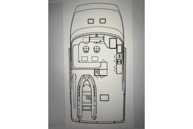 Slide: The Image of Top view layout of a 2005 Offshore Yachts 66 Pilot House, showcasing interior design. - 71