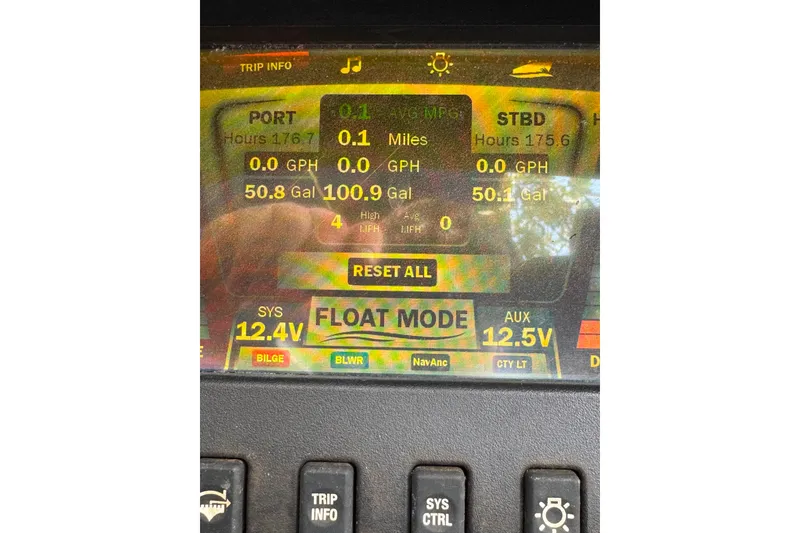 Slide: The Image of Yamaha AR240 2015 dashboard display showing trip info and system voltage. - 44
