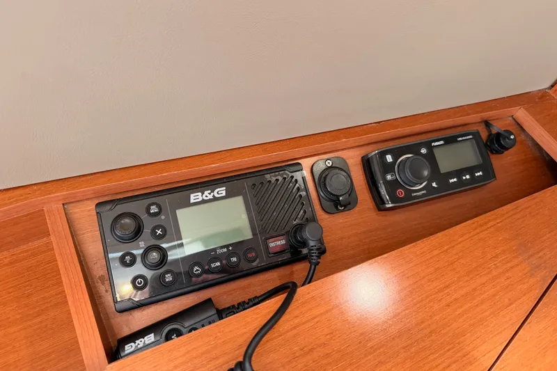 Slide: The Image of B&G marine electronics on 2017 Beneteau Oceanis 41.1 yacht, featuring control panels and displays. - 93