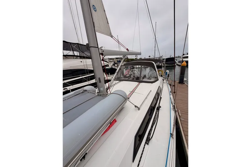 Slide: The Image of 2017 Beneteau Oceanis 41.1 sailboat docked at marina, side view. - 23